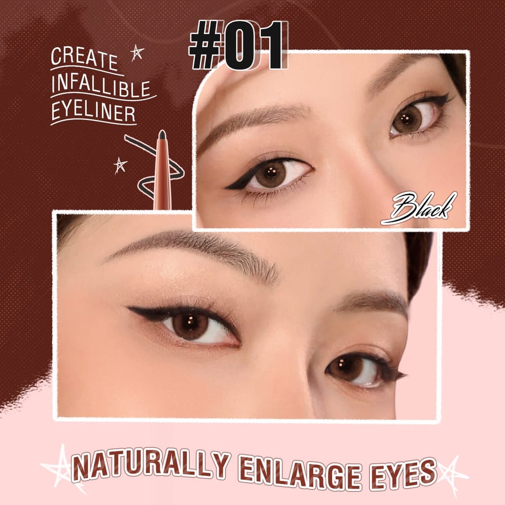 PINKFLASH (E13) #InfallibleLine Hyperfine Halus Gel Eyeliner Pensil Pigmen Tinggi Tahan Air Tahan Lama Eyeliner Pencil