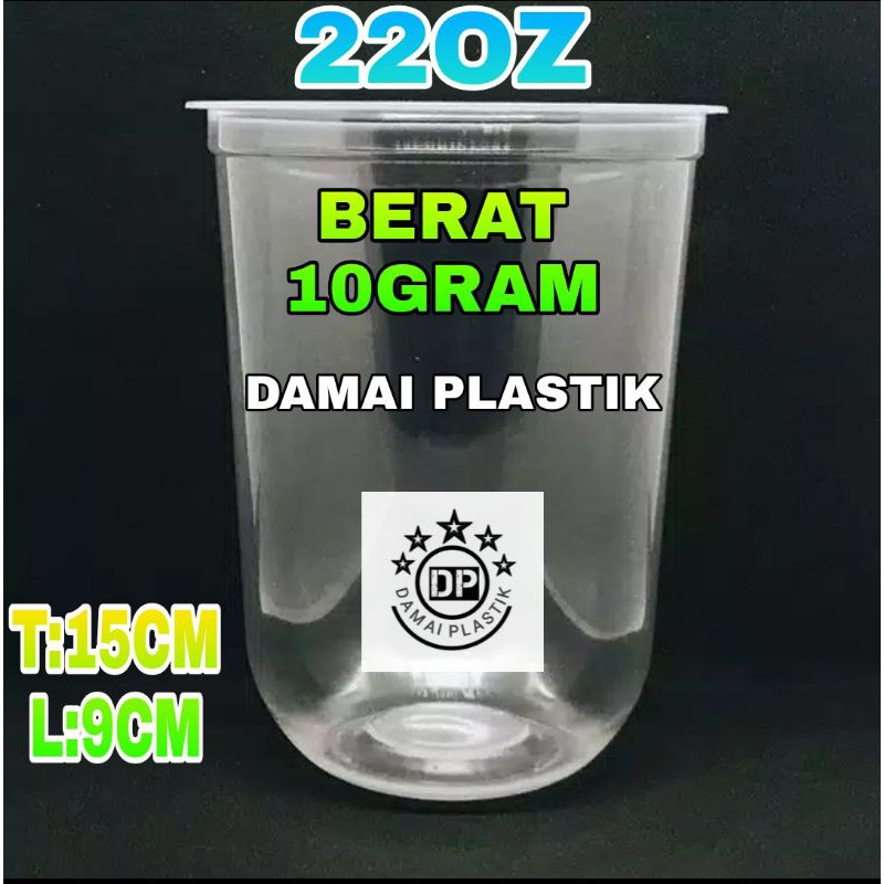 Gelas Oval 22oz Cup Oval 22 Oz Bulat Tebal 9Gram