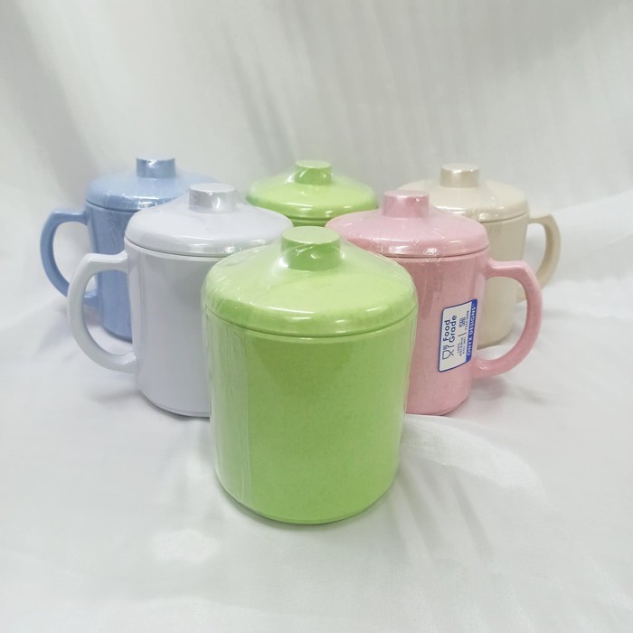 Mug Gelas Melamine + Tutup 600 Ml Bagus  Merk Onyx 3105