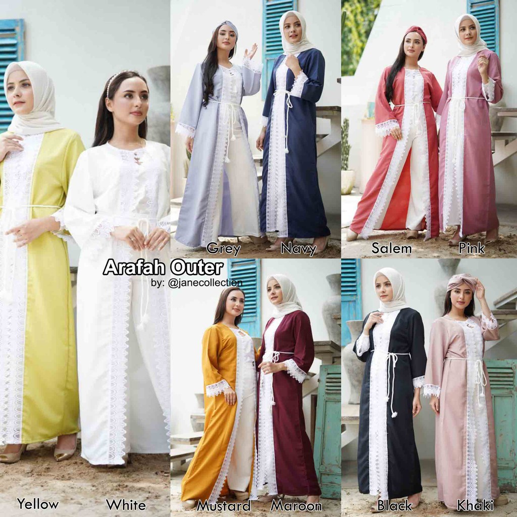 JANE COLLECTION || Outer Long Cardigan Brukat Cardigan Panjang Arafah Outer Muslim