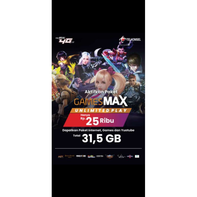Voucher Telkomsel GamesMax 31.5GB