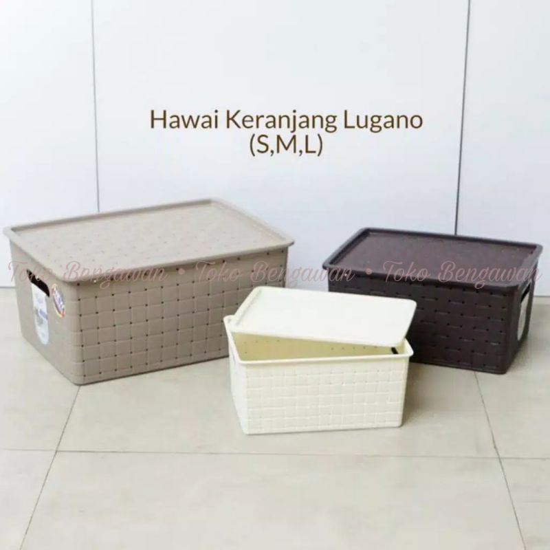 HAWAII LUGANO S (Kecil) Keranjang Plastik Container Box Tutup (WARNA RANDOM/REQ)
