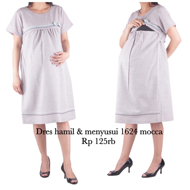 Baju hamil dress hamil menyusui 1624 mocca