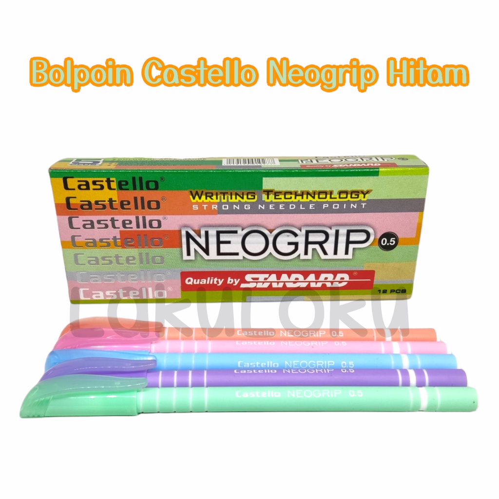 

(1 PAK) Bolpoin / Pulpen Castello Neogrip Tinta Hitam
