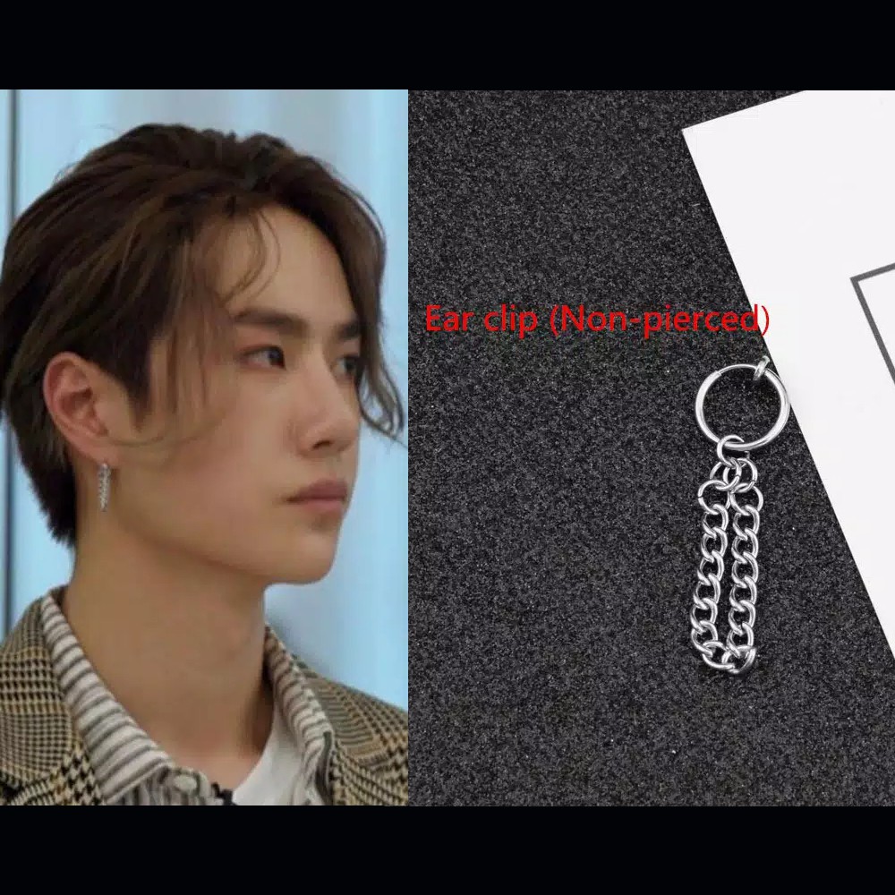 EE0510 - Anting JEPIT Tanpa Tindik Pria Wanita Kpop Korea BTS EXO GOT7