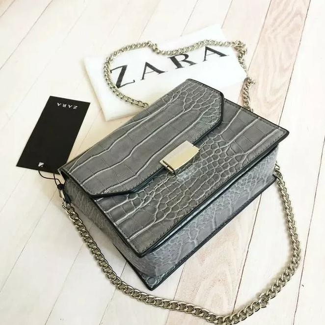 Z33J Tas Wanita Zara Croco Ori Import Harga Pabrik,Distrbutor,Tas Selempang - Abu-Abu Muda Q5Wl