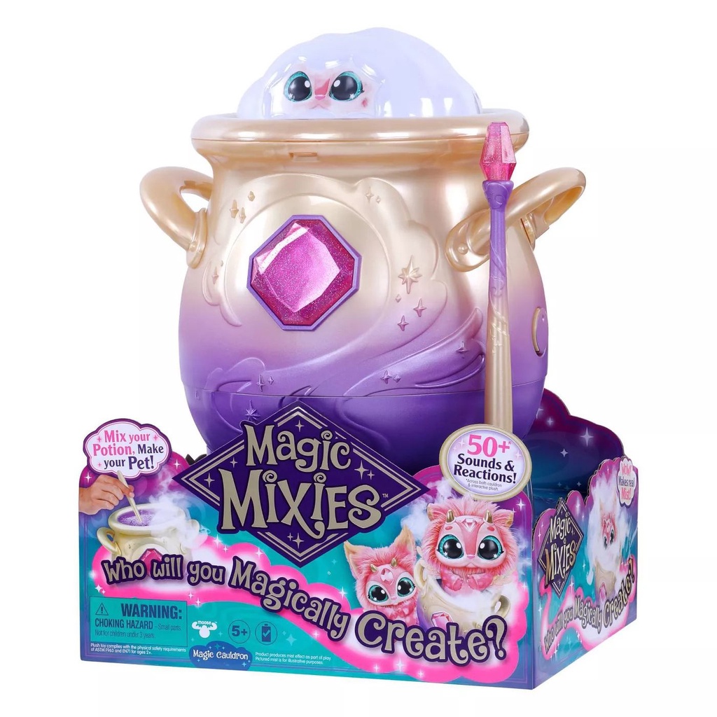 Magic Mixies Magical Misting Cauldron with Interactive 8 inch Pink Plush Toy