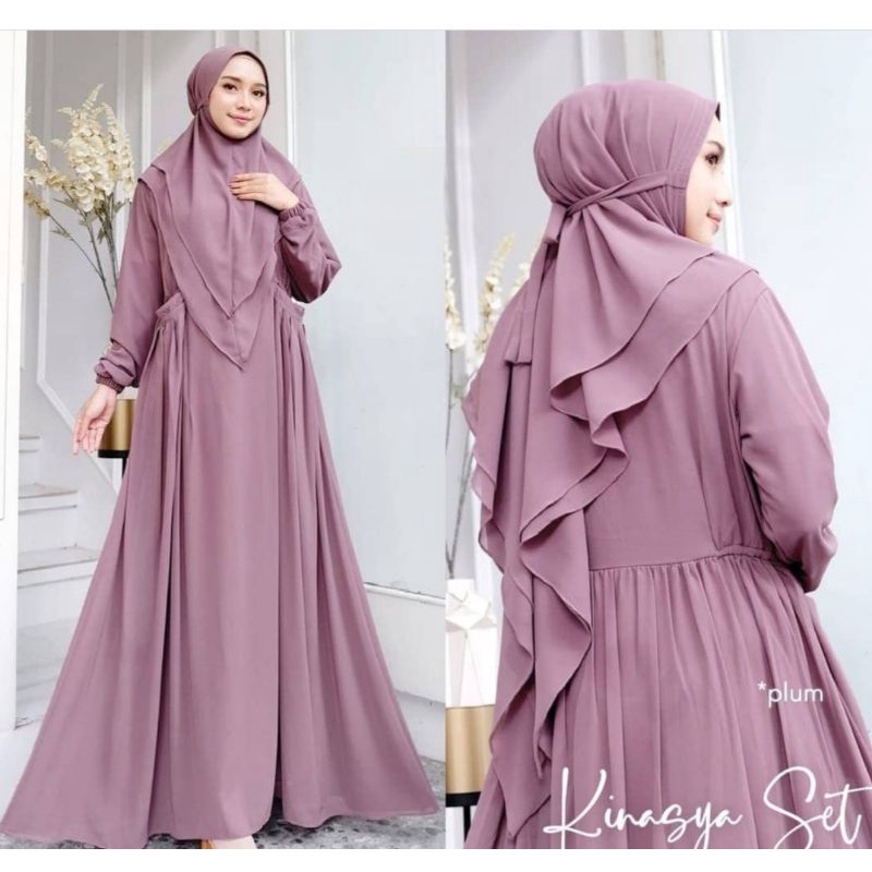 Gamis Kinasya Syari Set Fashion Wanita Umroh Haji