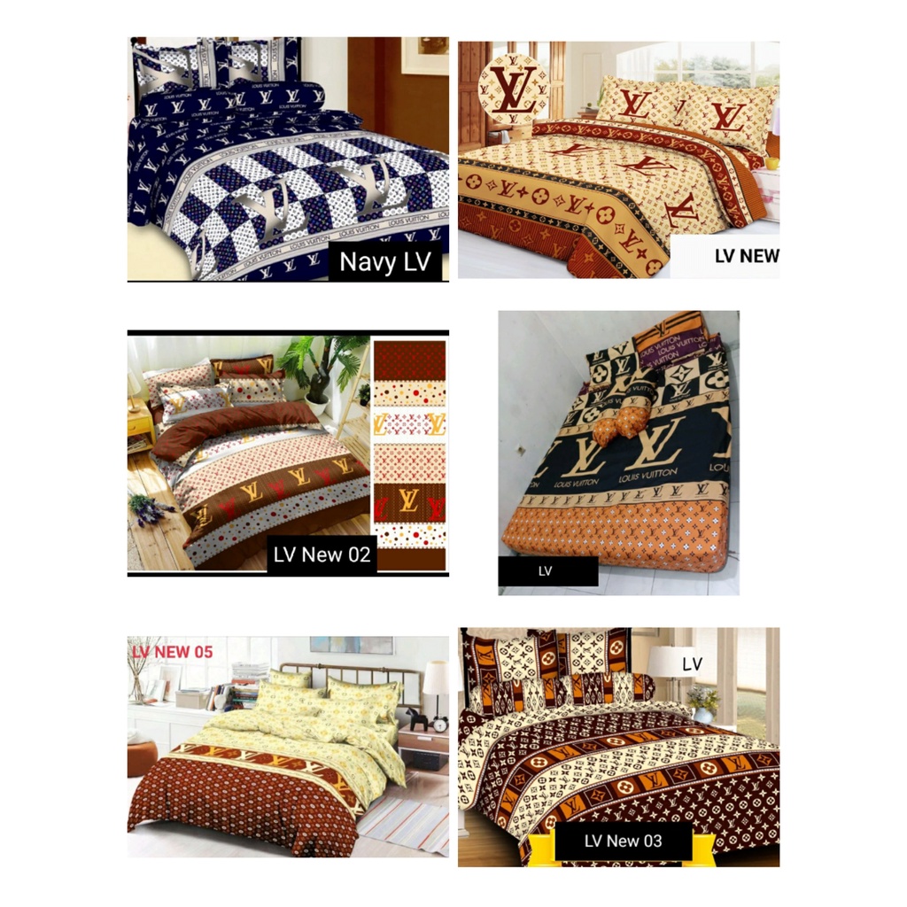 Sprei motif LV ukuran 200x200,180x200,160x200,120x200,100x200