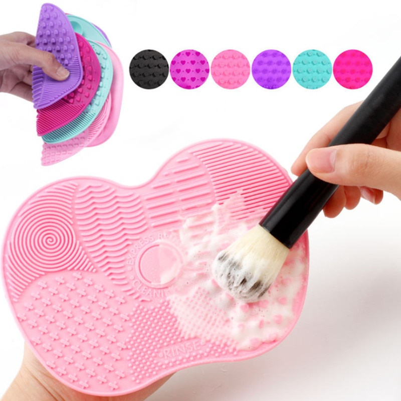 Pad Pembersih Kuas MakeUp kucek kuas Make Up Cuci kuas rias Silicone Makeup Brush Cleaner Pad Foundation Makeup Brush Scrubber Board Pad Make Up Washing Brush Gel Cleaning Mat Hand Tool Scrubbing Pad Cosmetic Brush Cleaning Pad Silicone With Suction Cup