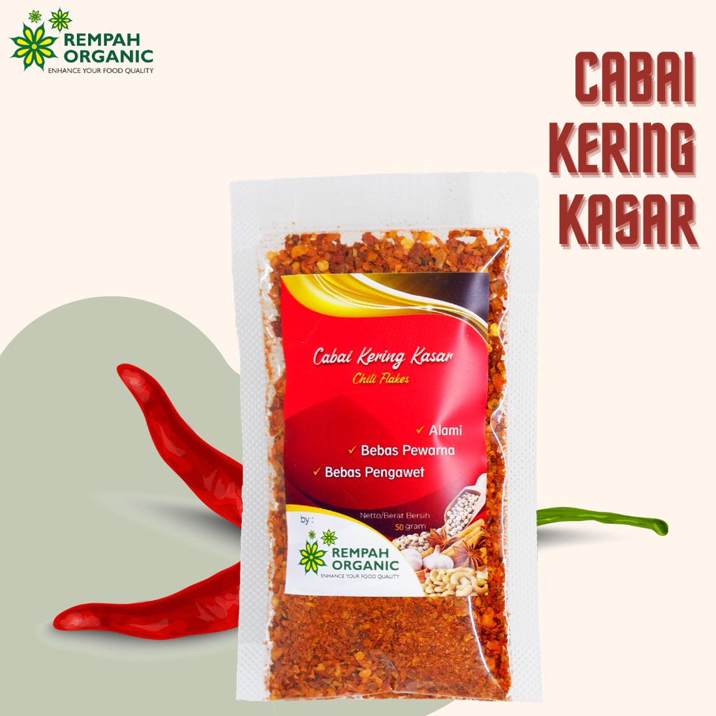 

Rempah Organic - Chili Flakes / Cabai Kering Kasar Cabai Flakes 50 Gram