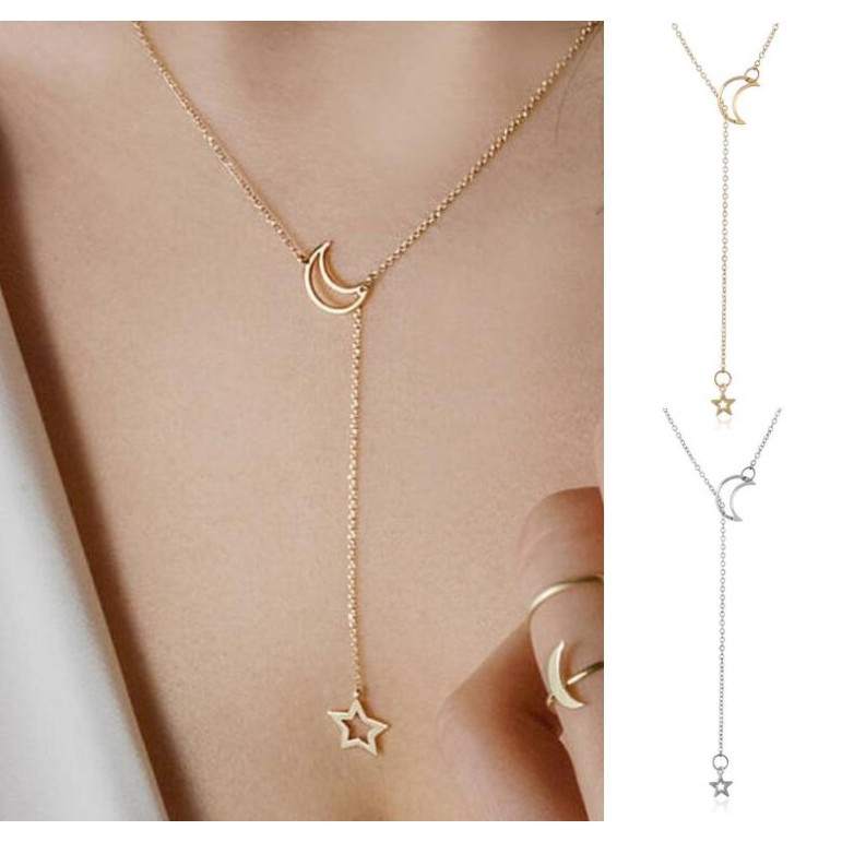 Kalung Rantai Wanita C171 BULAN BINTANG Korea Women Fashion Jewelry Alloy Aksesoris Perhiasan Cewe