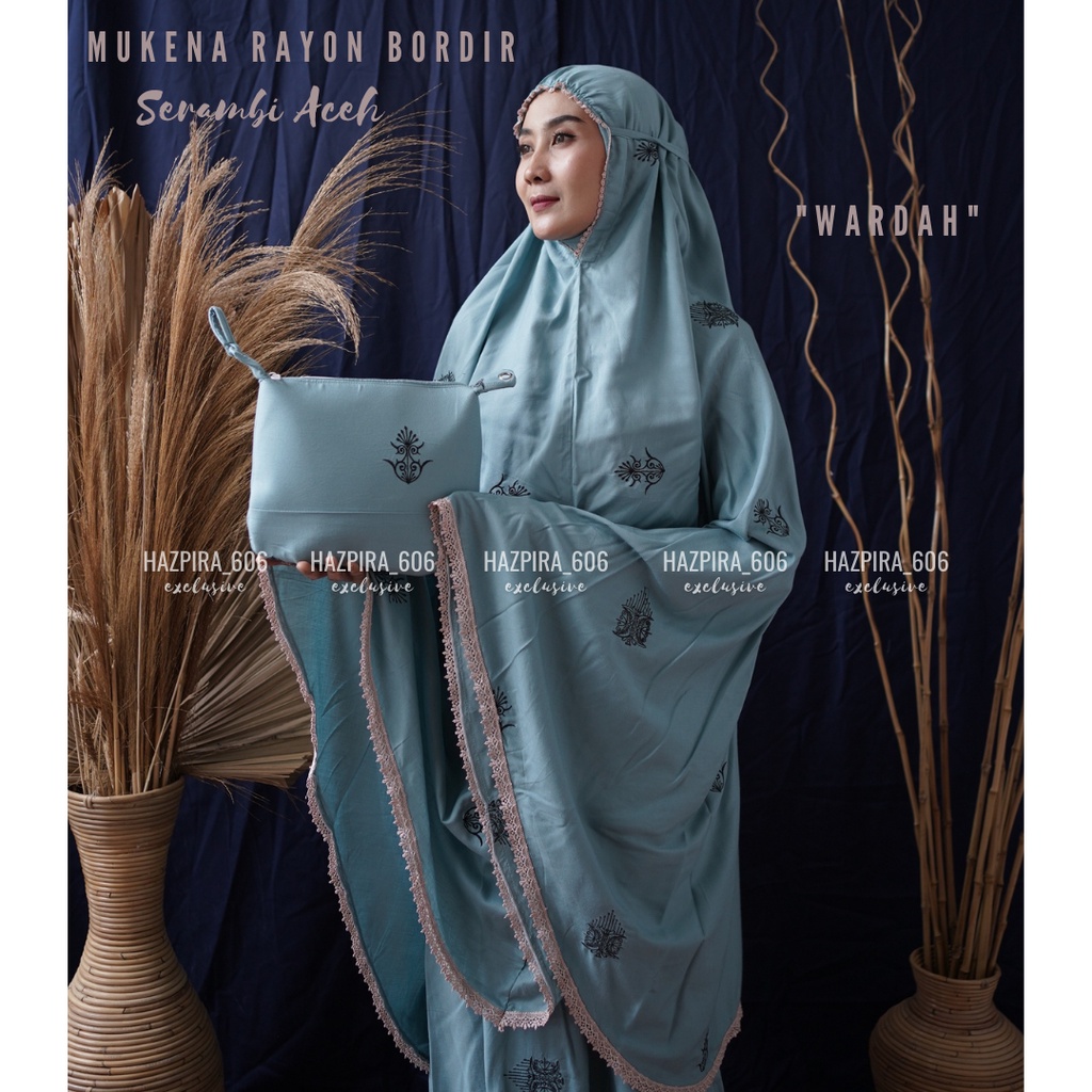 MUKENA DEWASA KATUN RAYON BORDIR SERAMBI ACEH JUMBO