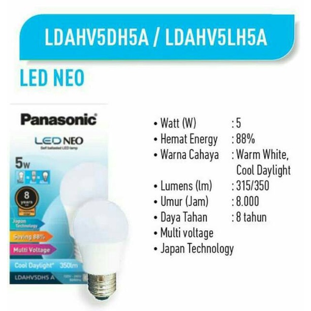 LAMPU PANASONIC LED NEO COOL DAYLIGHT