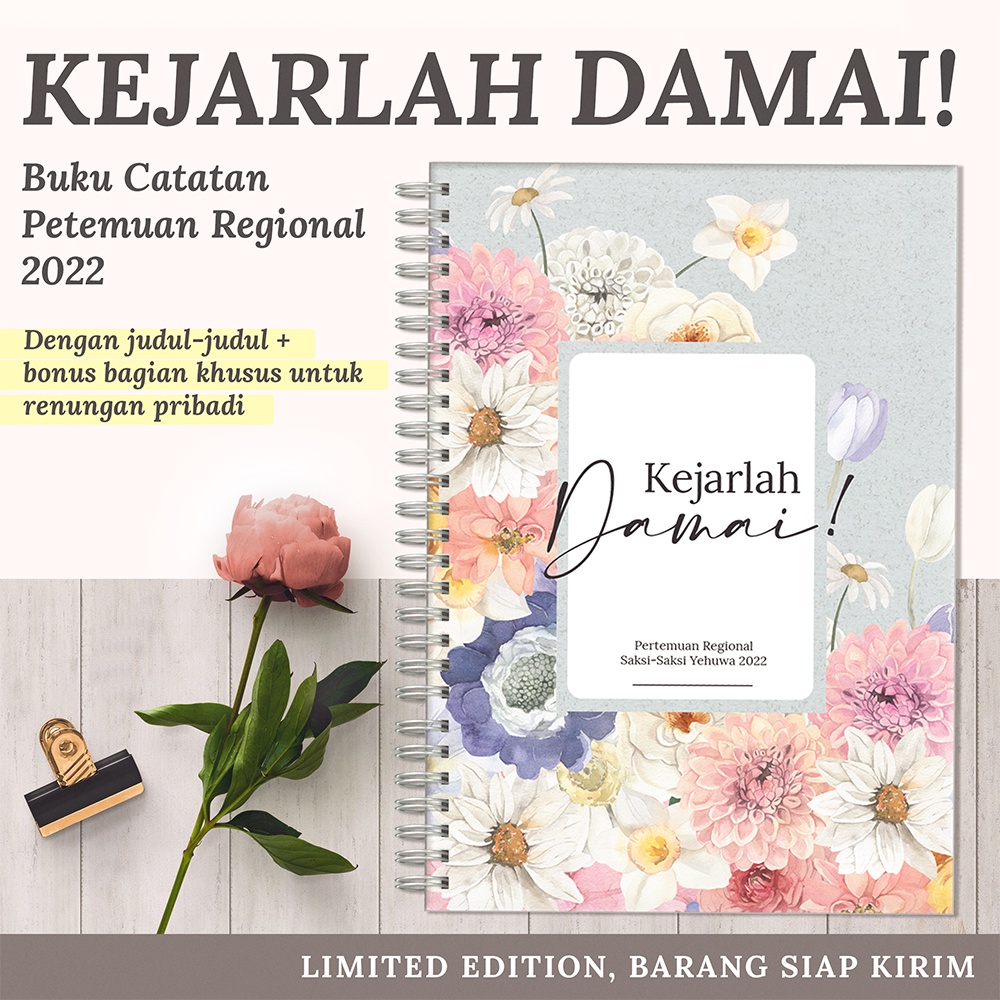 

Floral - Kejarlah Damai! - Buku Catatan Pertemuan Regional SSYI 2022 - JW Convention Notebook