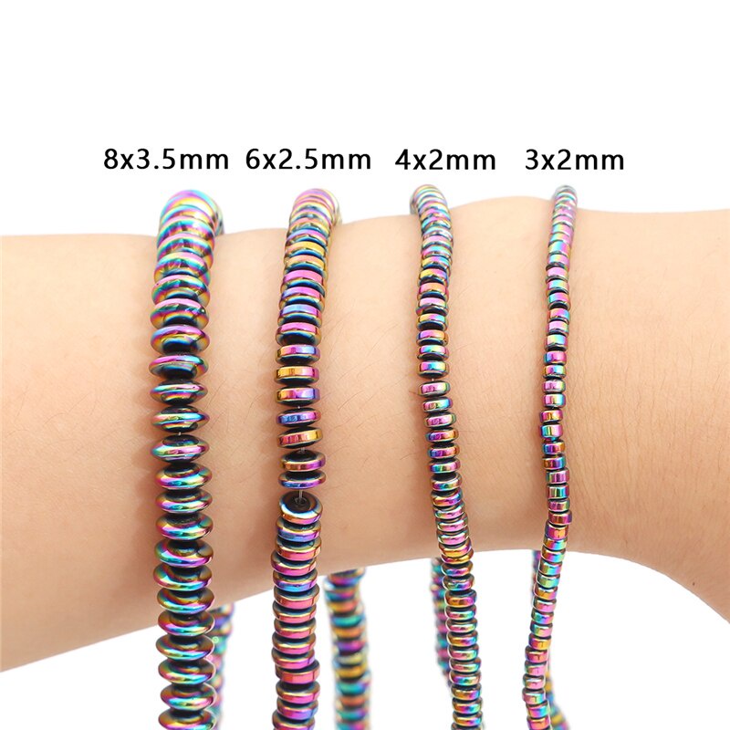 3/4/6/8 Mm Batu Alam Datar Bulat Disk Hematit Longgar Spacer Manik-manik untuk Anting-Anting Kalung Gelang DIY Membuat Perhiasan