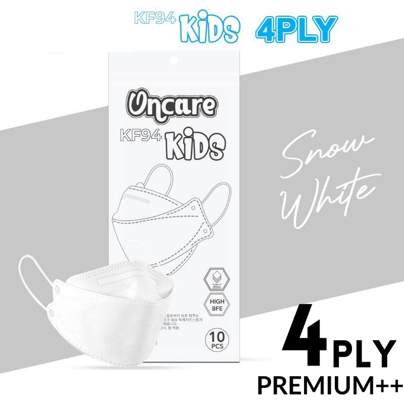 MASKER KF94 ANAK 4 PLY WARNA SNOW WHITE ISI 10 PCS MASKER ANAK SEKOLAH