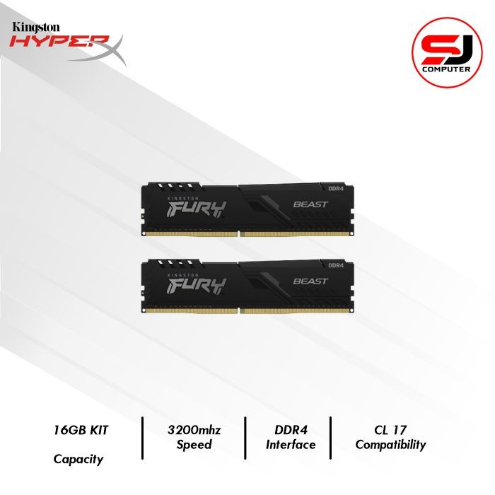 KINGSTON KF432C16BBK2/16 Fury Beast 16GB 8GB x2 DDR4 3200MHz