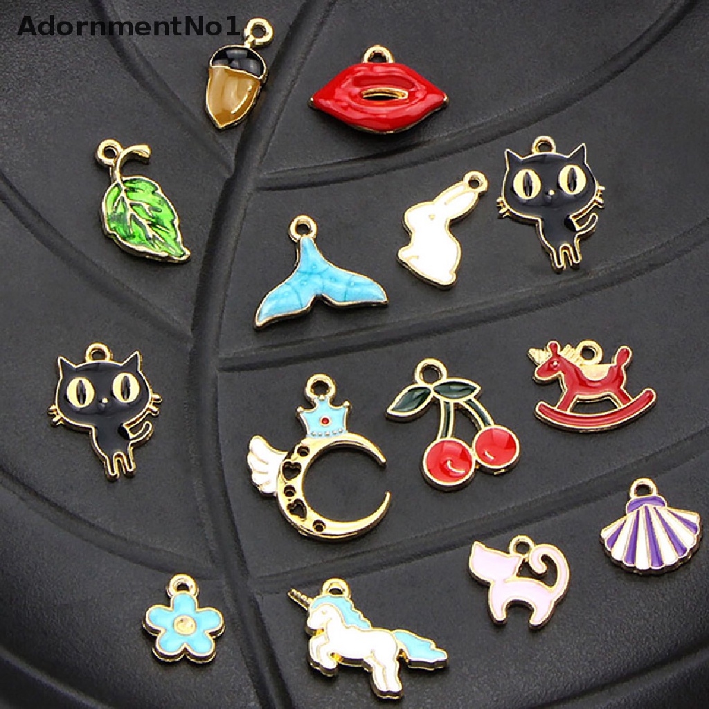 (AdornmentNo1) 60pcs / Set Liontin Enamel Bentuk Buah / Hewan Campur Untuk Membuat Perhiasan Kalung DIY