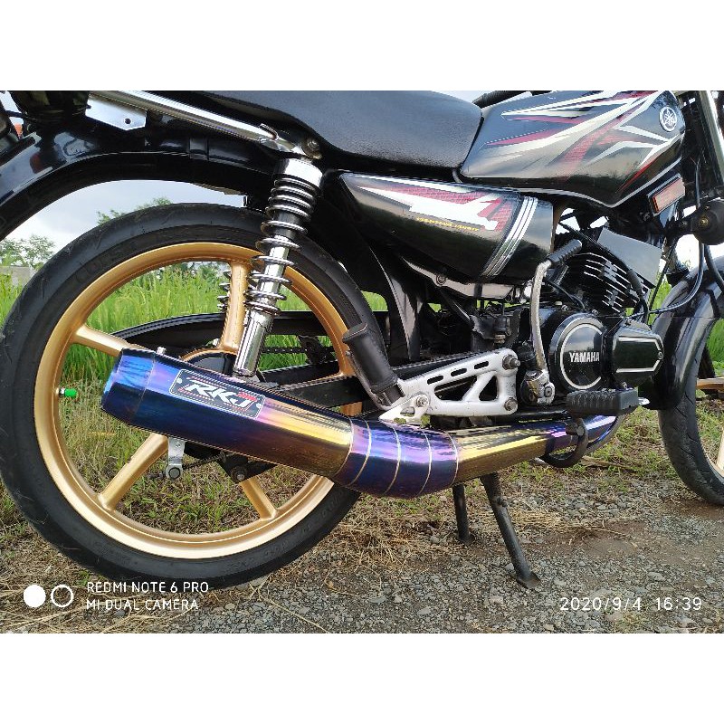 Knalpot RX-KING standar racing thailand stainless purple gold super garing gurih RKJ Racing