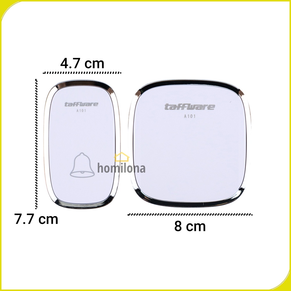 Bel Pintu Wireless Doorbells Waterproof 36 Nada 1 atau 2 PCS Receiver - Taffware A101 - White