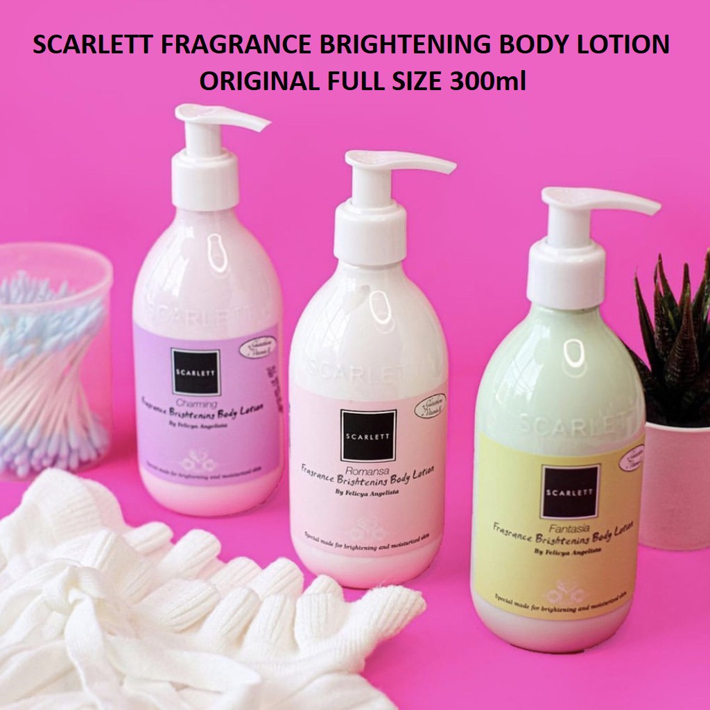 Scarlett Whitening Body Lotion 300ml BPOM Scarlett Fragrance Brightening Body Lotion Full Size 300ml