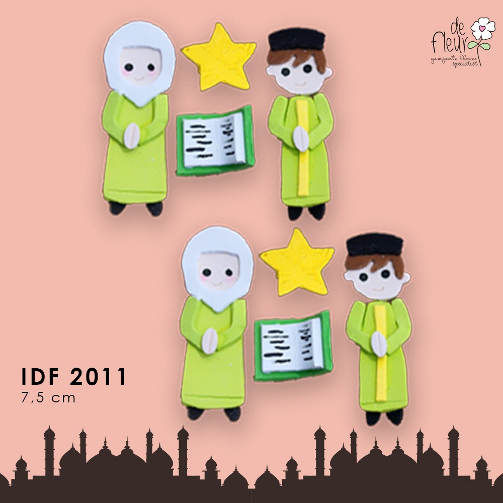 

Gumpaste hiasan kue idul fitri bapak ibu full body