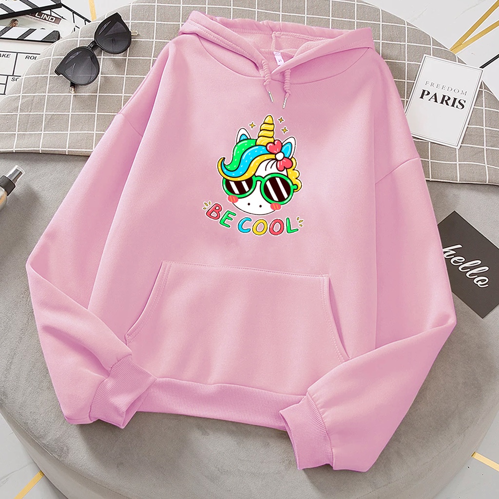 Sweater hoodie anak perempuan BEE COOL unicorn suwiter anak cewek murah