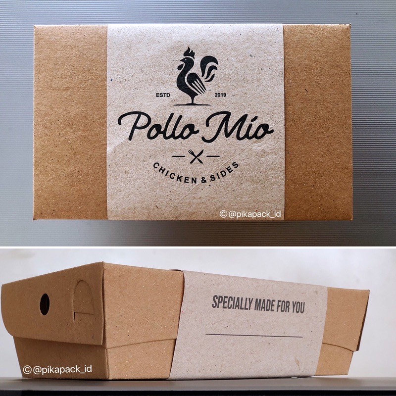 

LUNCH BOX M PAPER + CETAK CUSTOM BELT (200 pcs) COKLAT KRAFT KOTAK MAKAN TAKEAWAY BROWN CRAFT