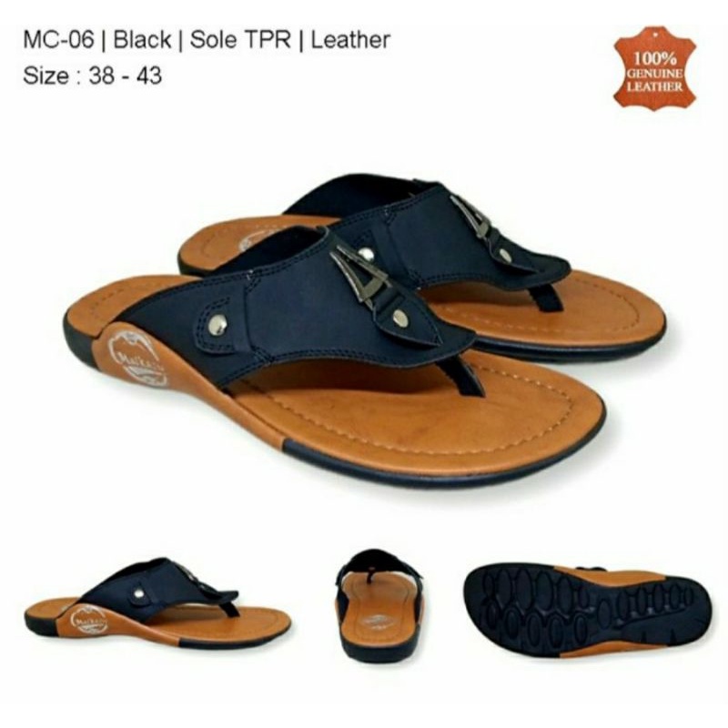 COD, Sandal KULIT Pria MLK1 Jepit Kulit Kasual Cowok Sendal Bapak Buat Kado Brown, 39