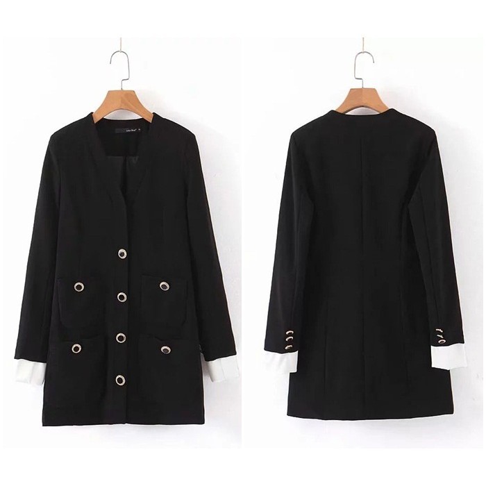 [baju wanita korea]  Premium Blazer Coat Wanita Korea Import Hitam