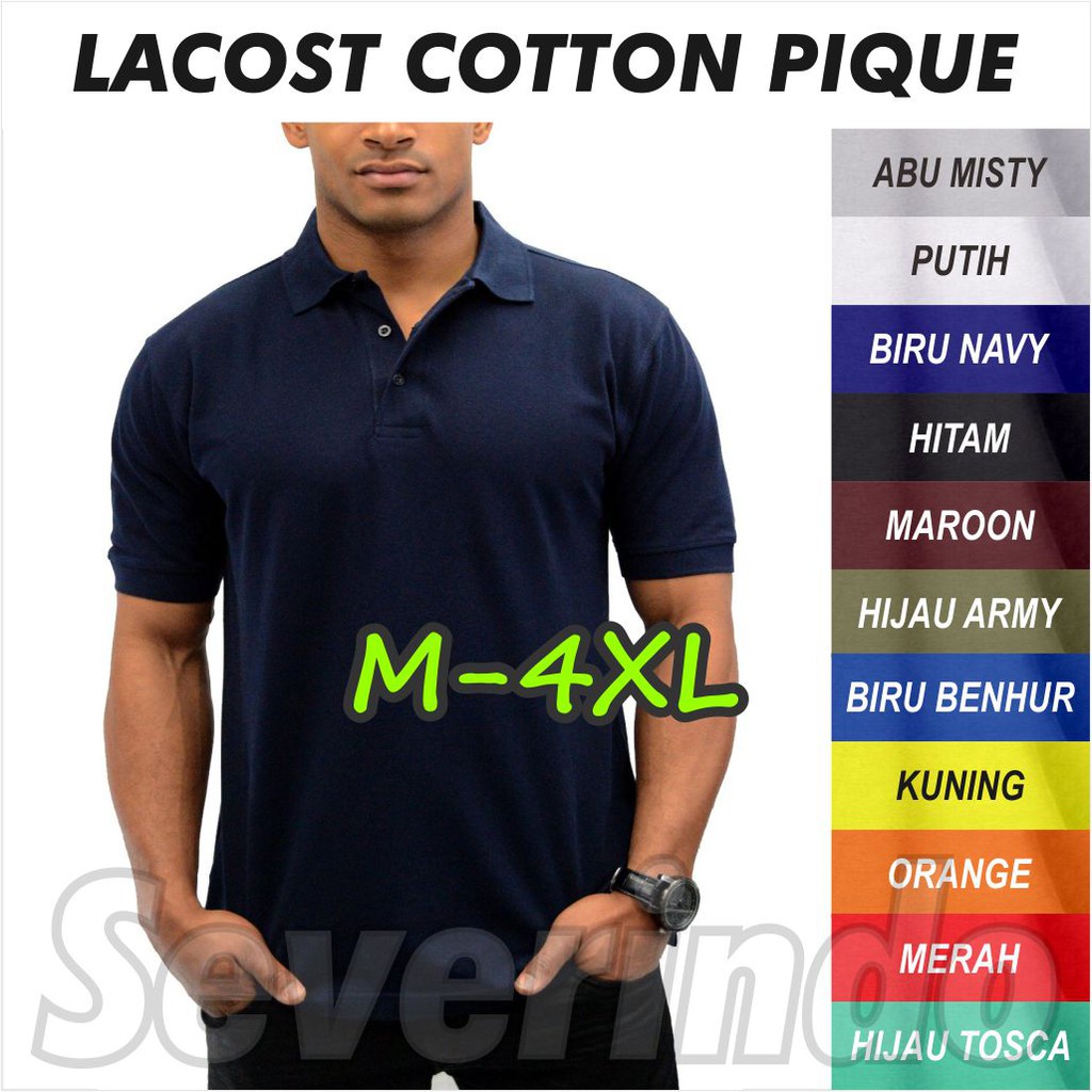  Kaos  Kerah  Polos BIG SIZE Polo Shirt JUMBO  Lacost Cotton 