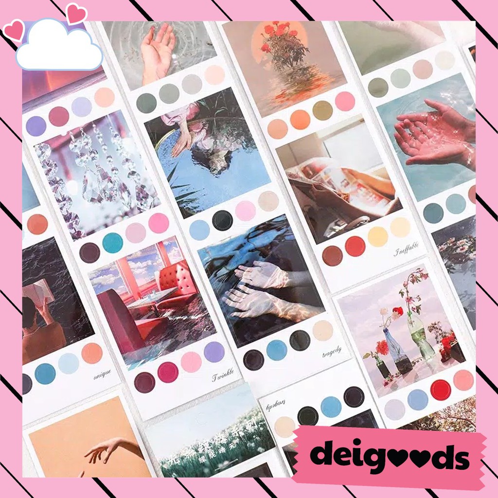 

DEIGOODS❤ 3 Lembar Sticker Dot Photo Polaroid Aesthetic Pemandangan Dekorasi Bujo Journal DIY