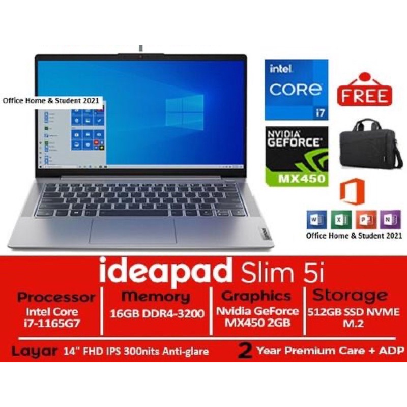 [PRELOVED / SECOND] LENOVO IDEAPAD SLIM 5i - i7 1165G7 16GB 512GB 14 inch, Windows 10