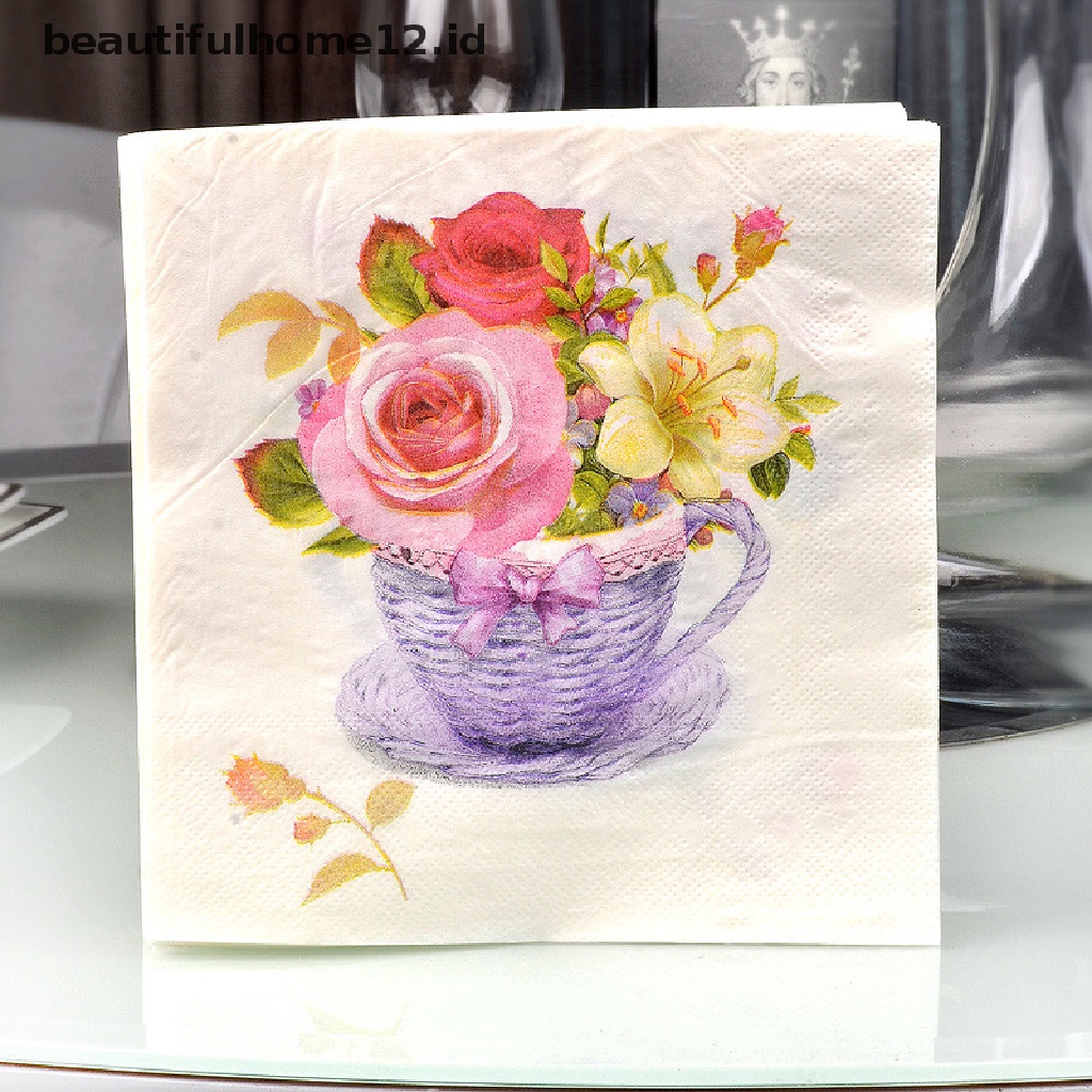 【beautifulhome12.id】 20pcs flower paper napkins food festive party tissue napkins decoupage decor .