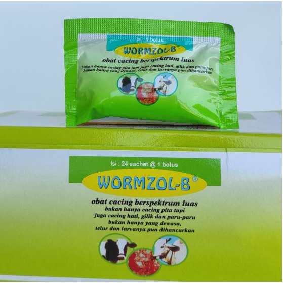 WORMZOL B 1 BOLUS SACHET - Obat Cacing Cacingan Sapi Kerbau Kuda Kurus