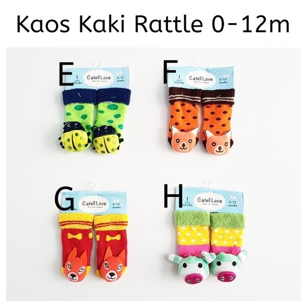 Catell Love Kaos Kaki Rattle Boneka 3D Anti Slip Kaos Kaki Bayi 0-12 Bulan