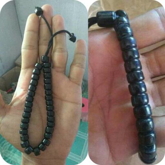 PROMO Gelang / Tasbih Black Jade Super isi 33 Butir 100% Asli Batu Alam TERLARIS