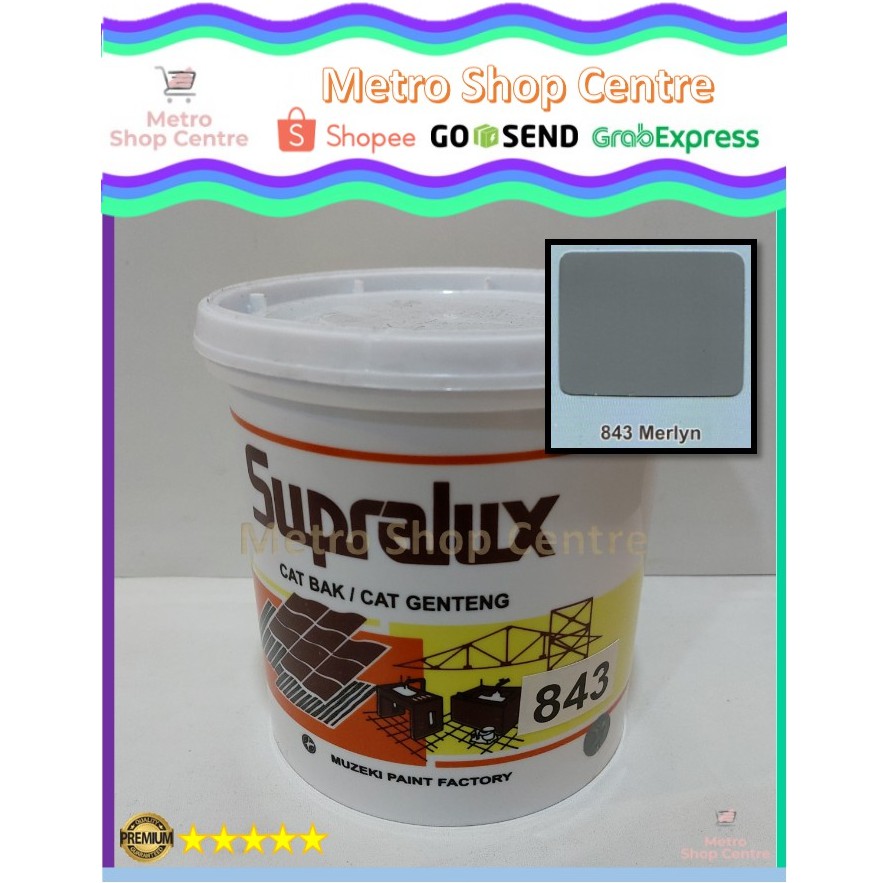 Supralux - Cat Bak / Genteng / Kolam No.843 (Merlyn) / Abu - Abu / Abu Tua 1 Kg (Kaleng)