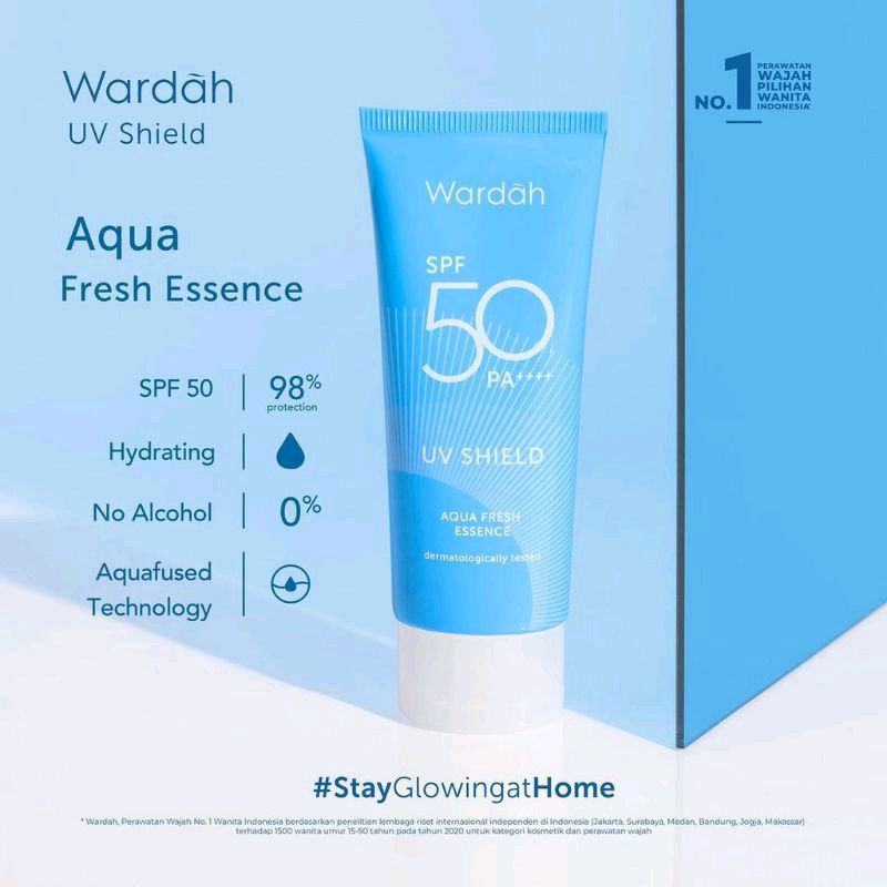 Wardah UV shield Aqua Fresh Essence SPF 50 PA++++ 100% ORIGINAL! ASLI! HARGA PROMO!