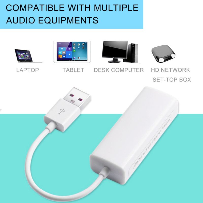 USB TO LAN USB 2.0 HIGH SPEED Ethernet Adapter Putih 100MBS