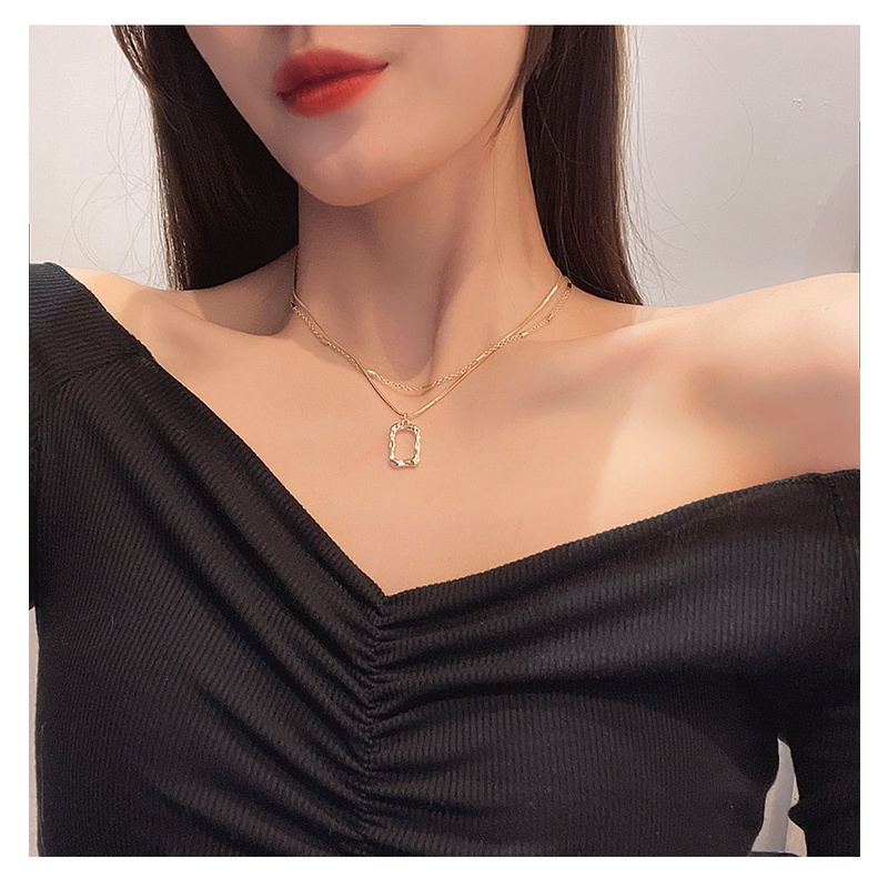 Kalung Wanita Titanium Korea Anti Karat Hati Liontin Klavikula Rantai Berlian Aksesoris Fashion Kalung Perhiasan Emas