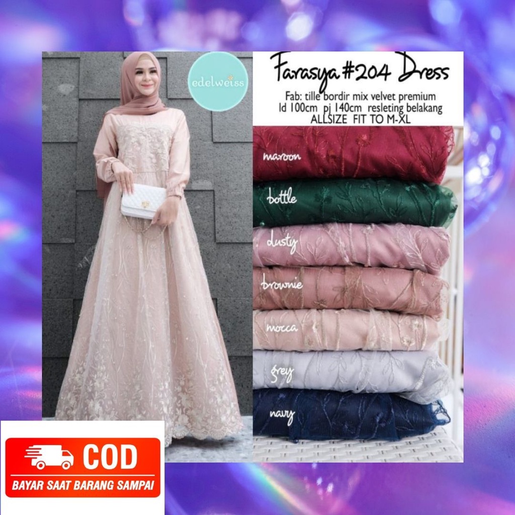 TERMURAH REALPICT GAMIS FARASYA MODEL TERBARU GAMIS BROKAT BUSUI DRESS BROKAT ADAJUMBO