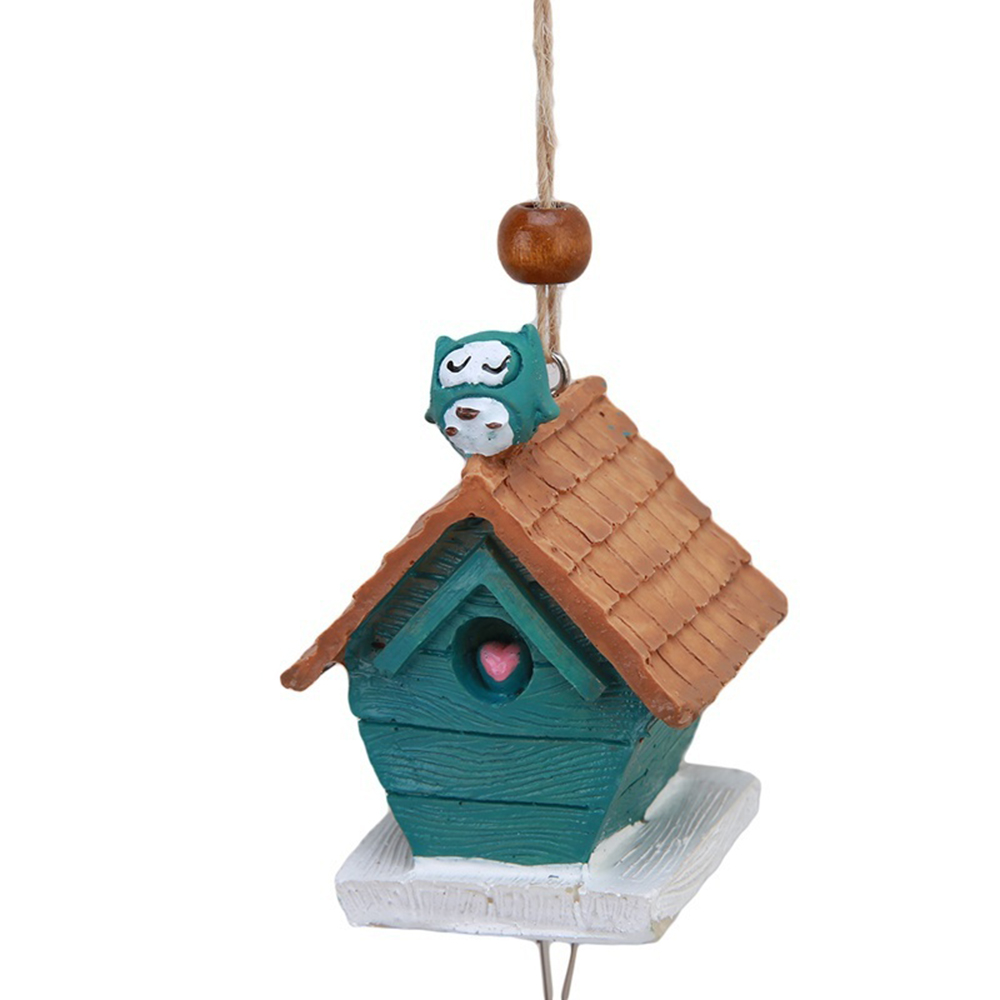 ELEGANT Birdhouse Baby Gift Windchime Home Garden Hanging Decoration DIY Landscape Resin Ornament Decor Pastoral Style Wind Chimes/Multicolor