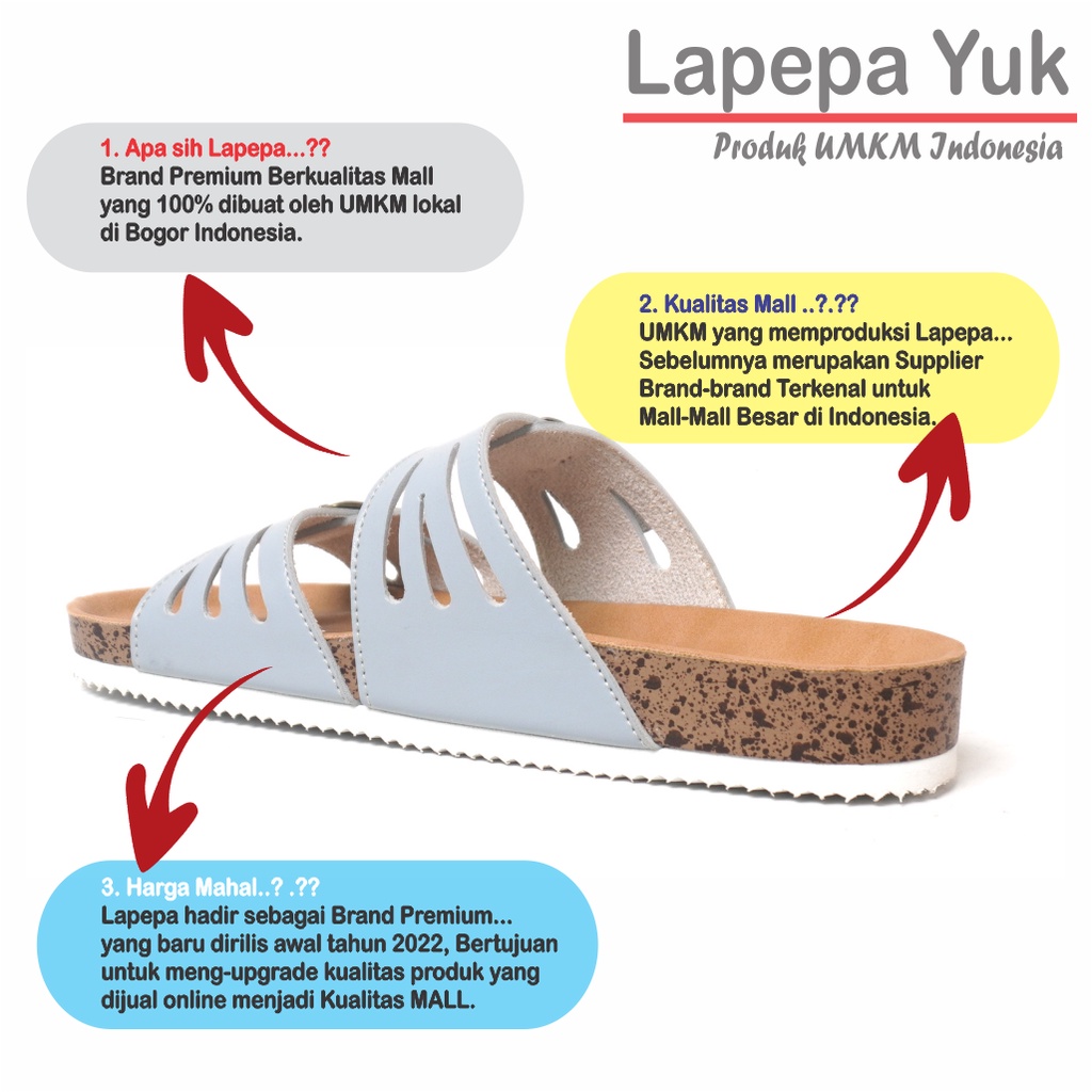 LAPEPA YUK - Sandal Wanita Casual Model Birken Sol Puyuh DANIELA ALL COLOR Sendal Cewek Sol Kulit Santai Singgle Strap Gesper Empuk Warna Black Hitam Putih Sandal Perempuan Selop Anti Slip Premium Original Kekinian Terbaru Shoes ORI Mall Official Store