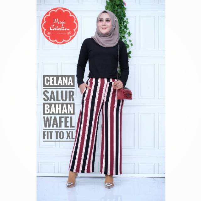 TERMINALKOLOR -  CELANA KULOT GARIS BAHAN WAFEL