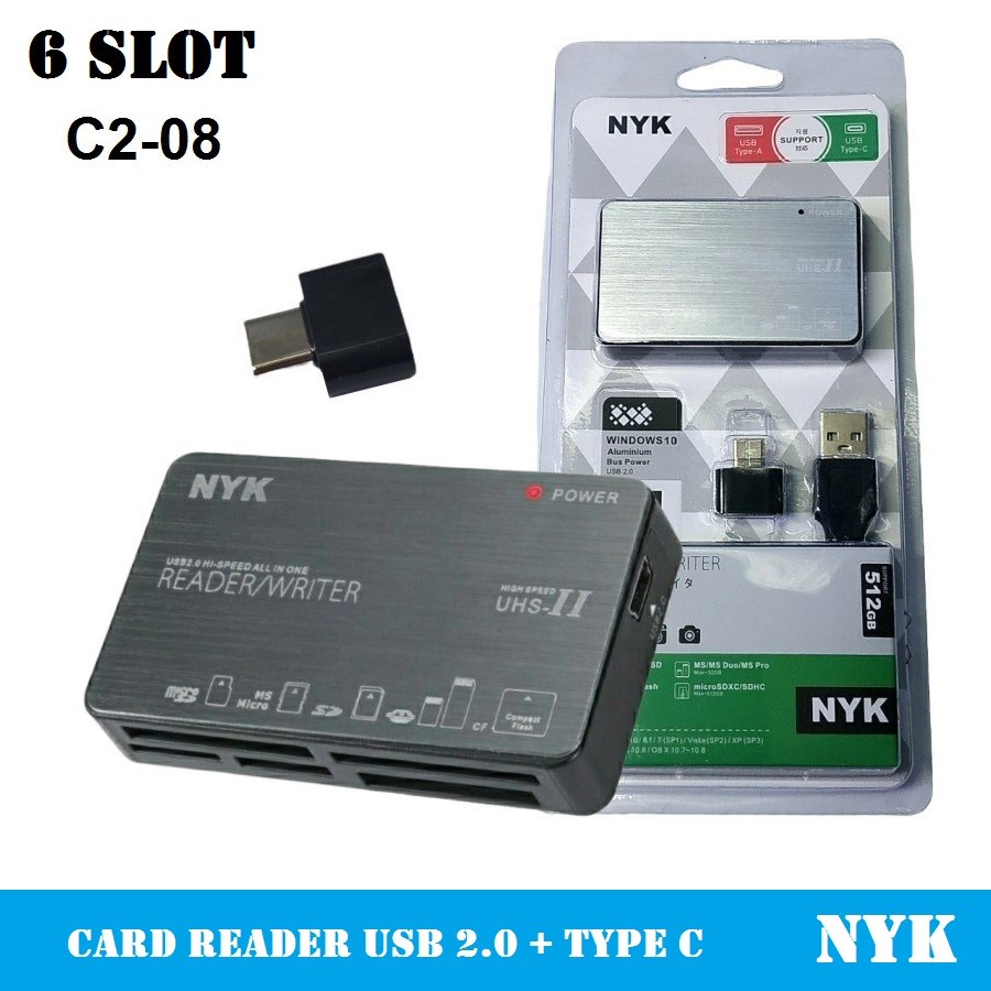 NYK C2-08 USB 2.0 + Type C All in 1 Multi Card Reader