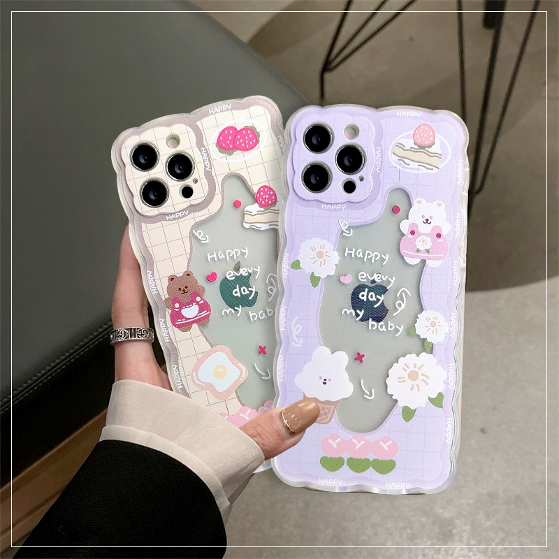 Soft Case Tpu Tebal Motif Beruang / Kelinci Untuk Iphone Xr 7 8 Plus Xs Max X 12 11 13 Pro Max