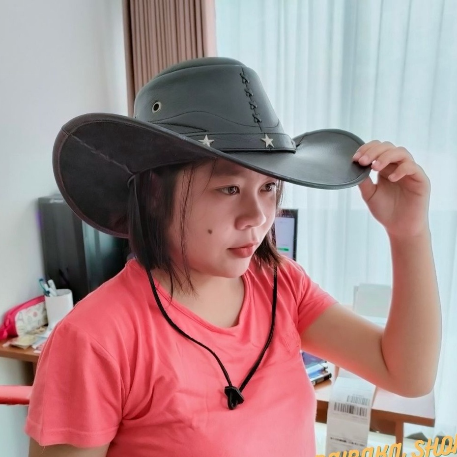 Topi Koboy Kulit Sapi Asli Laken Coboy Super Mantap Original Garut American Style.