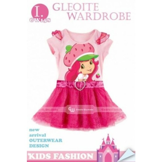 Dress Anak Perempuan Strawberry Shortcake Pink Import GW158L